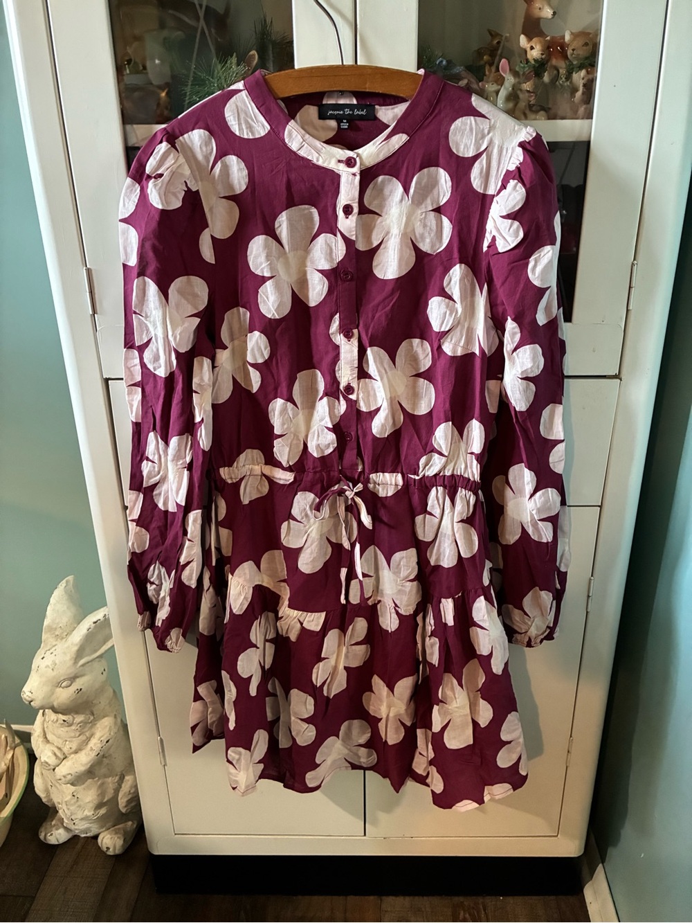 Jacquie the Label sz M Purple Floral Button-Front Tie-Waist Dress euc